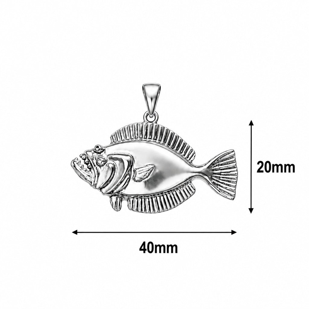 Flounder/Fluke Necklace (Medium) - Sterling Silver