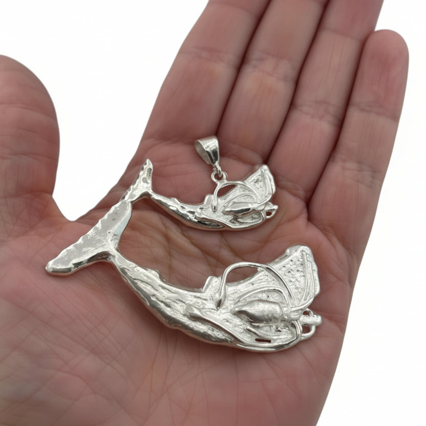 Sperm Whale w/ Squid Sterling Silver Brooch