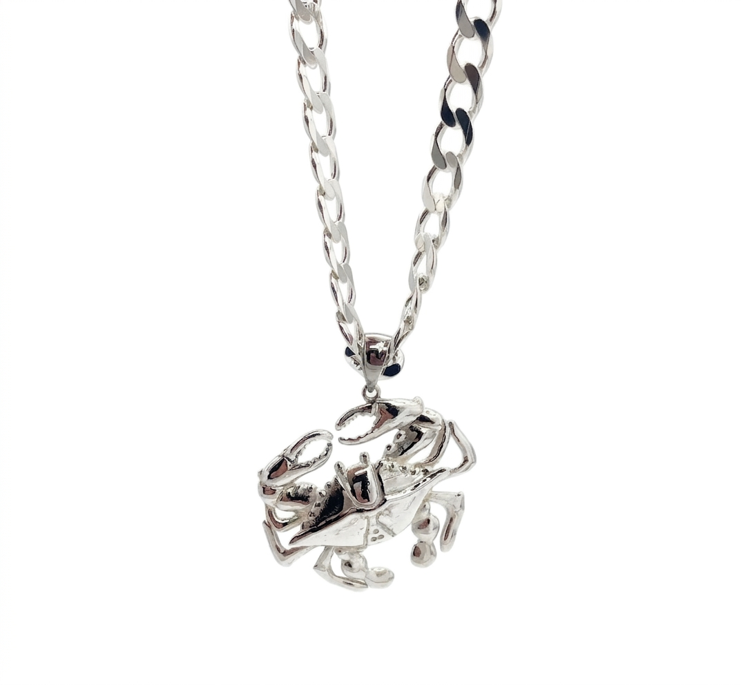 Blue Crab Sterling Silver Necklace (Large)