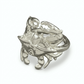 Silver crab-shaped ring on a white background