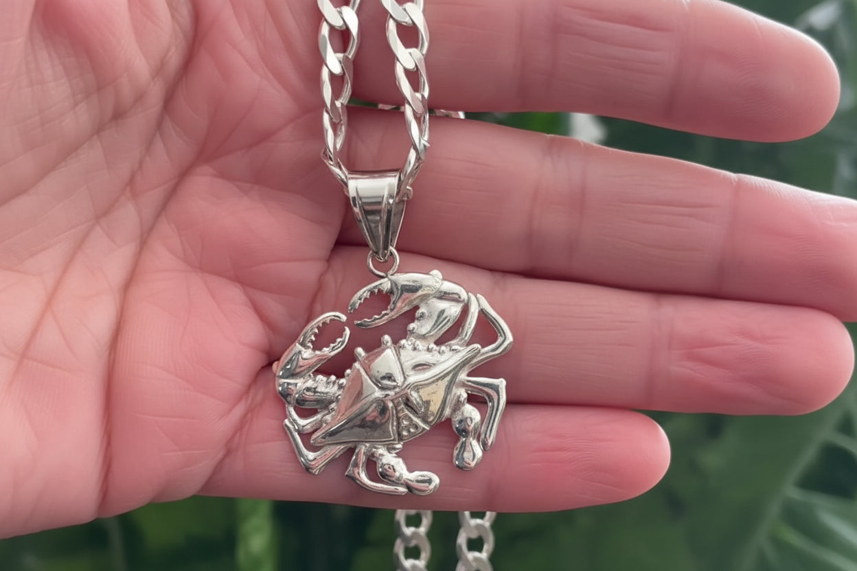 Blue Crab Sterling Silver Neckless (Large)