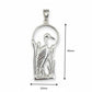 Silver pendant featuring a heron or crane silhouette standing among reeds inside an arch, shown with dimension markers indicating 40mm height and 20mm width on a white background.