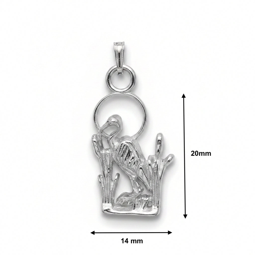 Blue Heron w/ Leg up Sterling Silver - Necklace (X Small)