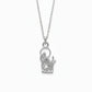 A sterling silver pendant featuring a detailed cutout design of a heron standing among reeds, complete with a circular ring at the top for a chain.