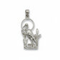 Silver pendant with a bird design on a white  background