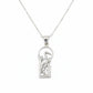 Silver blue heron pendant with a design on a white background