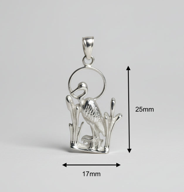 Blue Heron w/ Leg up Necklace (Small) - Sterling Silver
