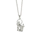 Silver blue heron necklace  on a light gray background