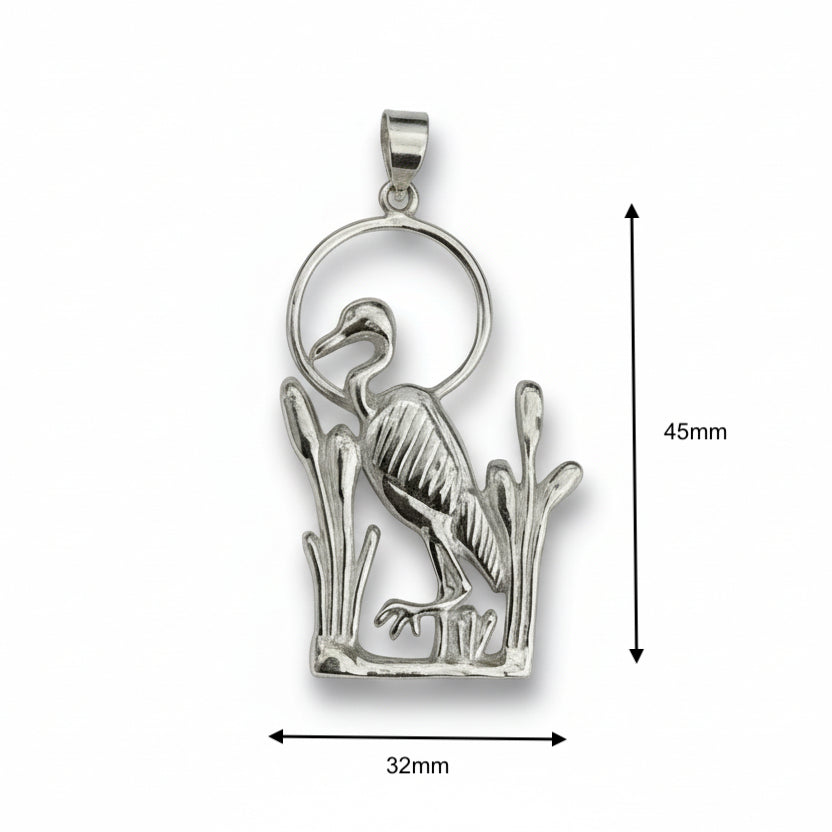 Blue Heron w/ Leg up Charm (Large) - Sterling Silver