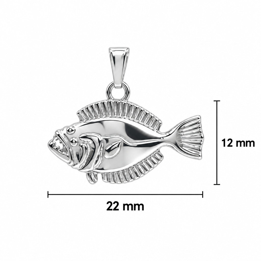 Flounder/Fluke Necklace (Small) - Sterling Silver