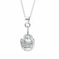 Silver horseshoe crab pendant necklace on a plain background