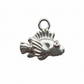 Silver fish charm on a white background