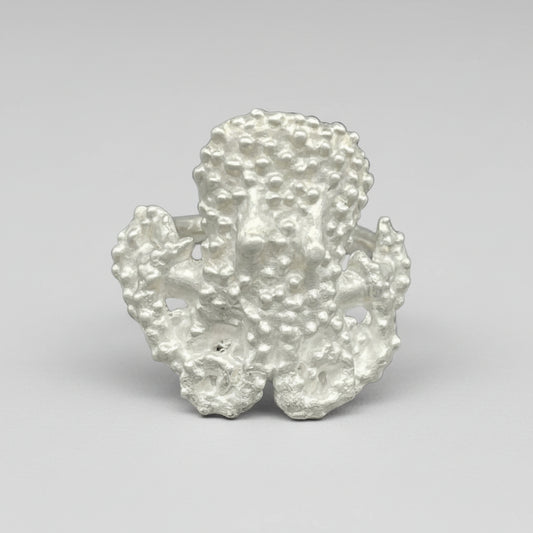 Handmade 925 Sterling Silver Octopus large ring on white background