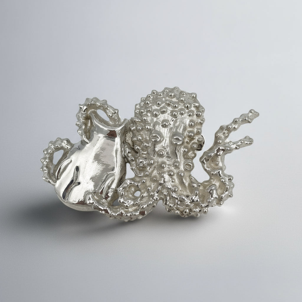 Octopus coming out of Jar - Brooch