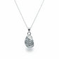 Silver oyster necklace on a gray background