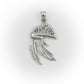 Silver pendant with Man o' war design on a gray background