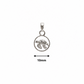 A silver sea turtle pendant inside a circular frame, shown on a white background with a 10mm width measurement arrow and text below.