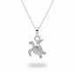 A silver sea turtle pendant necklace on a matching silver chain, displayed against a textured light gray background.