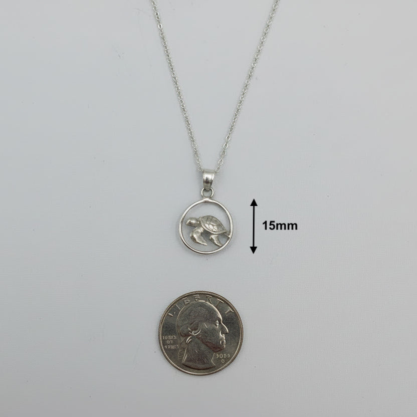 Floating Sea Turtle Necklace (Small) - Sterling Silver