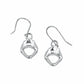 A pair of silver drop earrings featuring textured shark mouth charms with open jaws, shown on a plain white background.