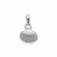 A silver shell-shaped pendant with a textured, ribbed surface and a polished bail at the top, shown on a plain white background.