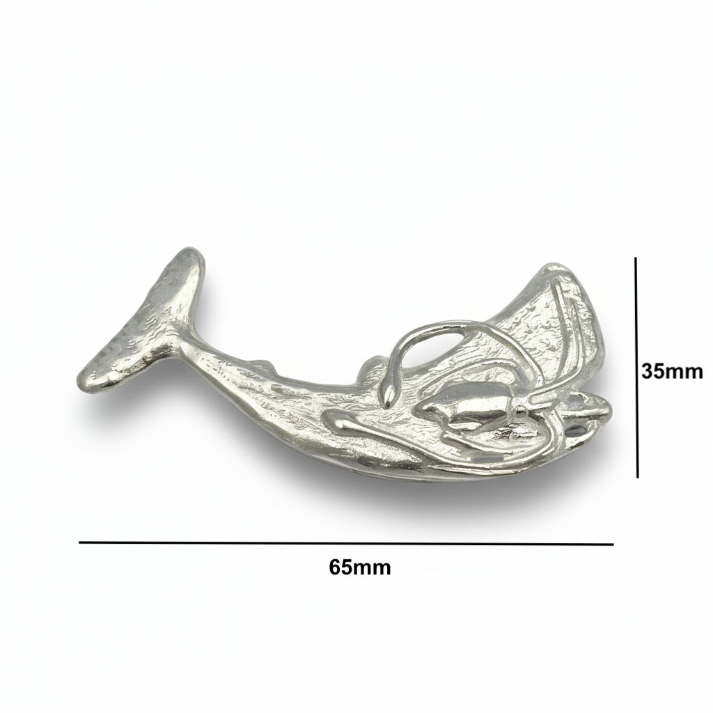 Sperm Whale w/ Squid Sterling Silver Brooch
