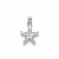 A silver starfish pendant with a textured surface and a bail at the top, shown on a light gray textured background.