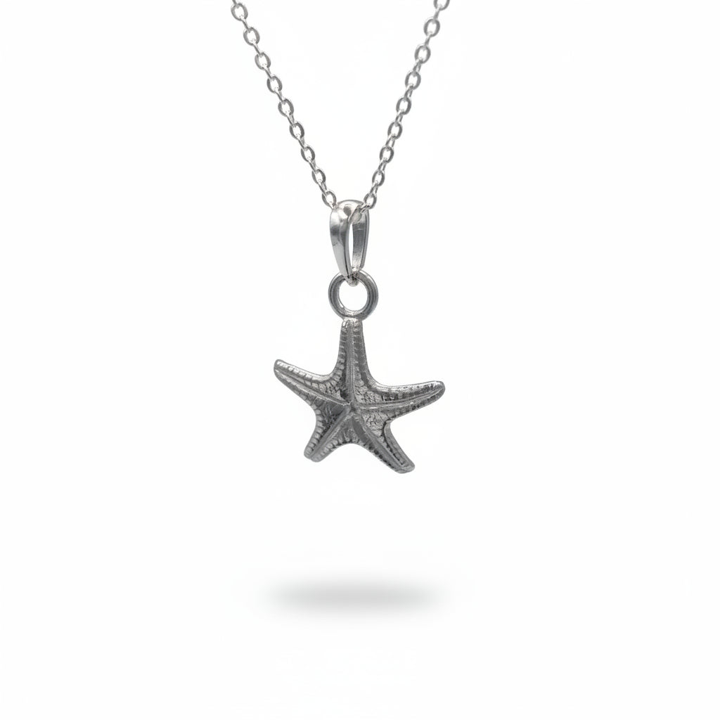 Starfish Necklace backside showing in white background