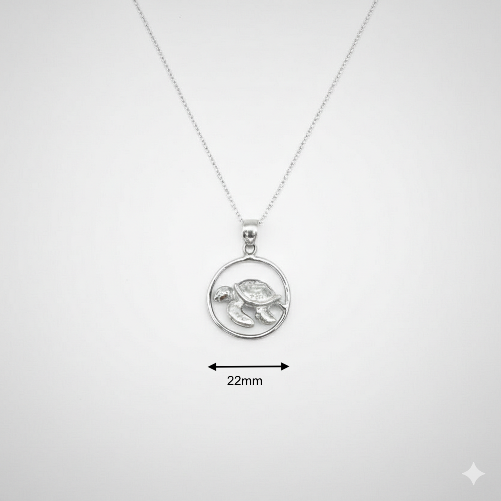 Floating Sea Turtle Necklace (Medium) – Sterling Silver